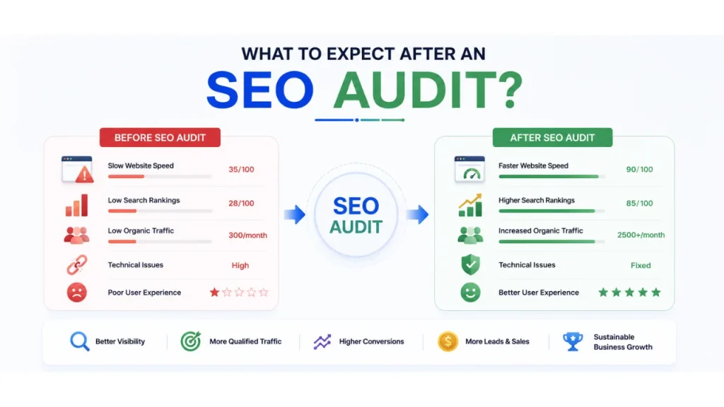 SEO audit before and after comparison