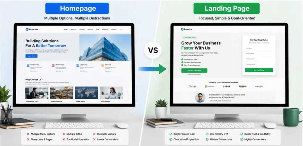 Difference Between a Homepage and a Landing Page