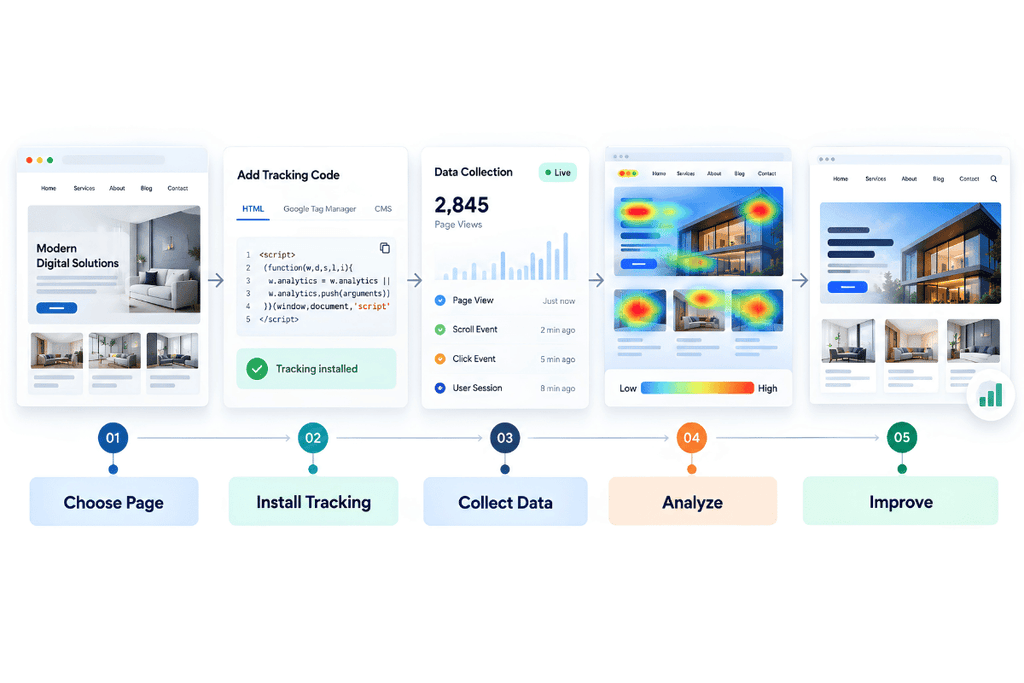 Step-by-step process for creating a website heatmap