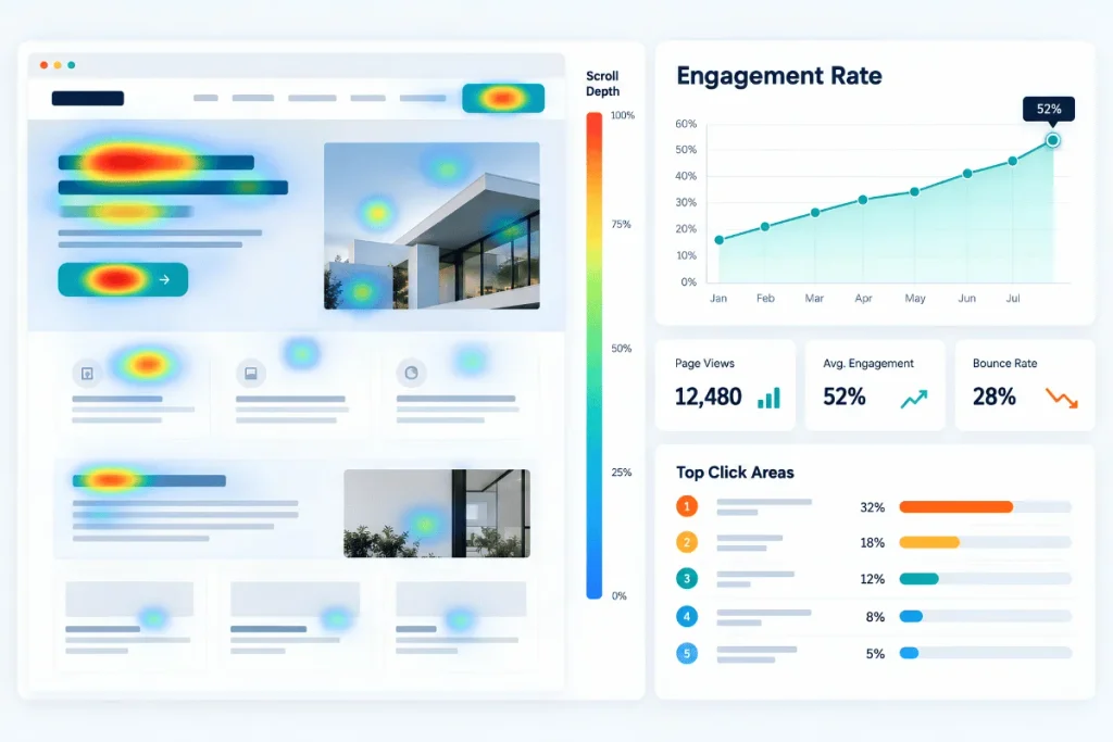 Website analytics and heatmap analysis to investigate bounce rate